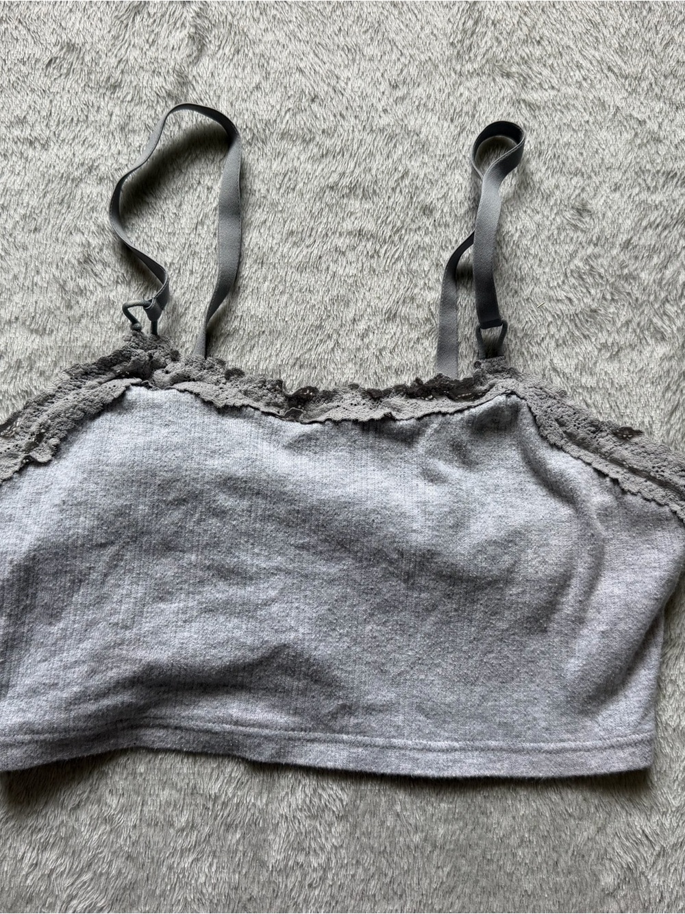 aerie  Gray Lace-Trim Bralette Camisole